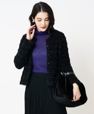 PYSCD01630 CHRISTIAN AUJARD(小さいサイズ)(メゾン ドゥ サンク) ファンシーツイードニットジャケット ブラック