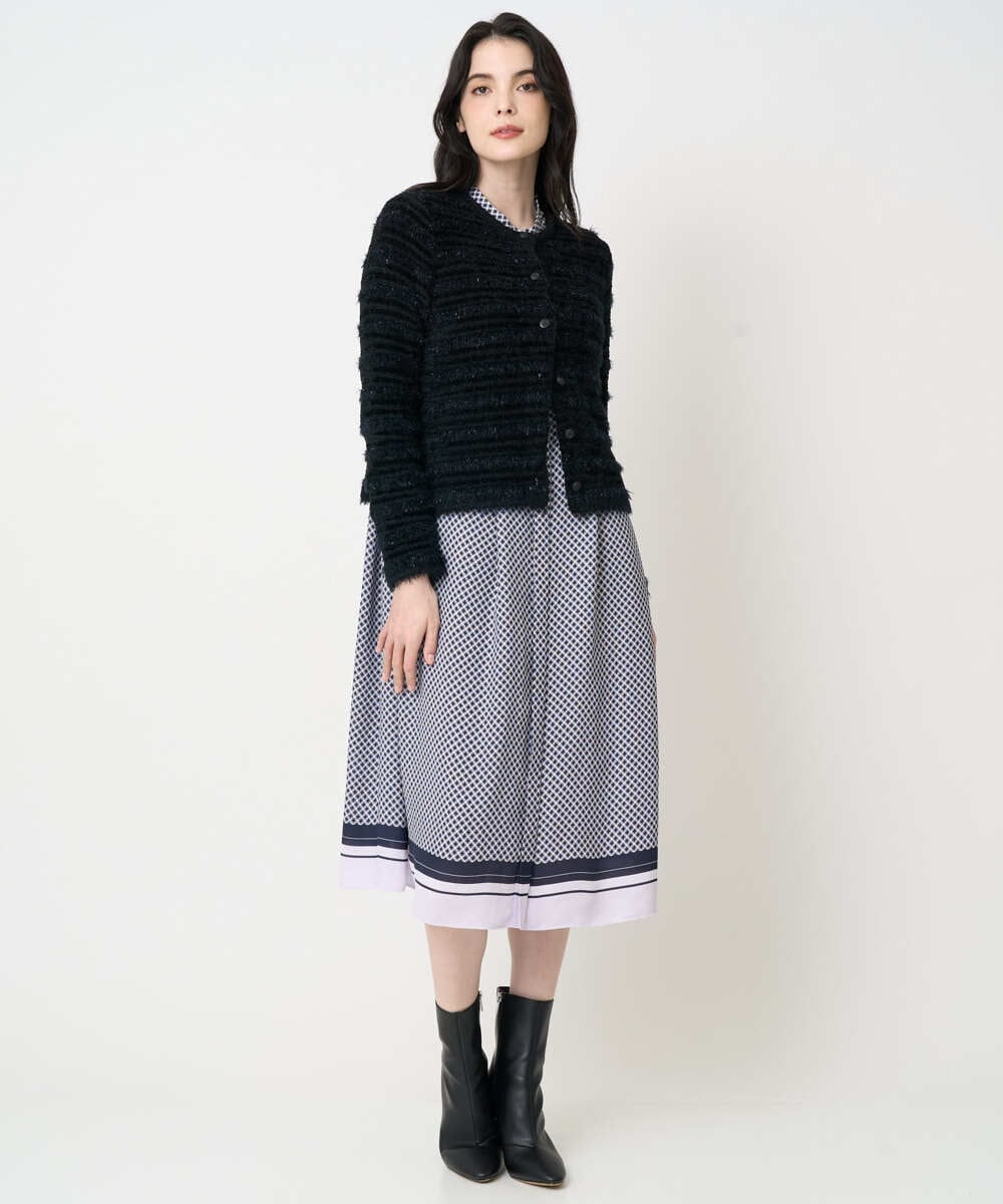 PYSCD01630 CHRISTIAN AUJARD(小さいサイズ)(メゾン ドゥ サンク) ファンシーツイードニットジャケット ブラック