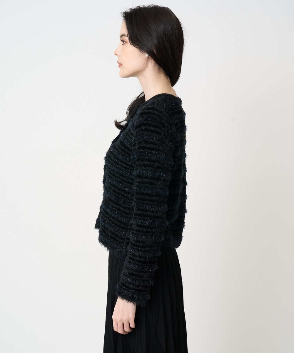 PYSCD01630 CHRISTIAN AUJARD(小さいサイズ)(メゾン ドゥ サンク) ファンシーツイードニットジャケット ブラック