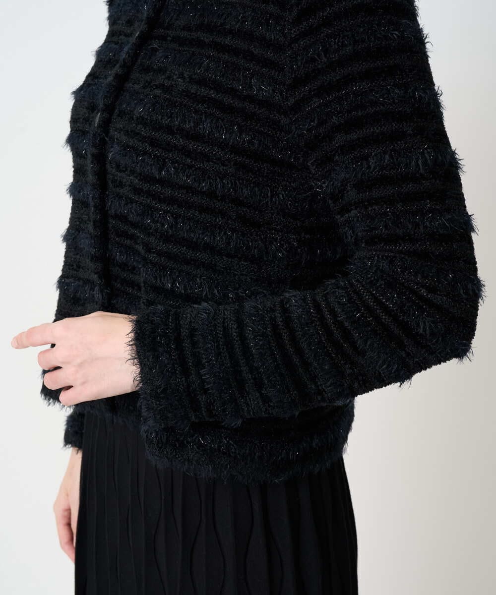 PYSCD01630 CHRISTIAN AUJARD(小さいサイズ)(メゾン ドゥ サンク) ファンシーツイードニットジャケット ブラック