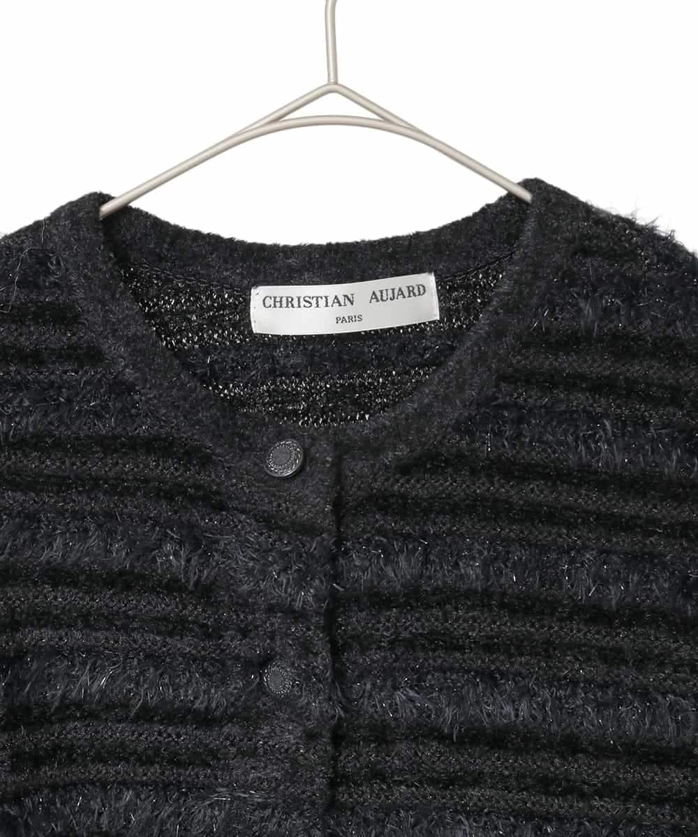 PYSCD01630 CHRISTIAN AUJARD(小さいサイズ)(メゾン ドゥ サンク) ファンシーツイードニットジャケット ブラック