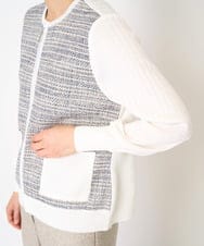 PYSEA21540 CHRISTIAN AUJARD(小さいサイズ)(メゾン ドゥ サンク) ツイードコンビ羽織 ライトブルー×ベージュ系