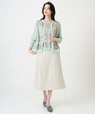 PYSEE03490 CHRISTIAN AUJARD(小さいサイズ)(メゾン ドゥ サンク) [アンサンブル対応]レーシーオーナメントプリントカーディガン グリーン