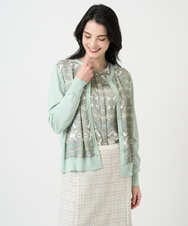 PYSEE03490 CHRISTIAN AUJARD(小さいサイズ)(メゾン ドゥ サンク) [アンサンブル対応]レーシーオーナメントプリントカーディガン グリーン