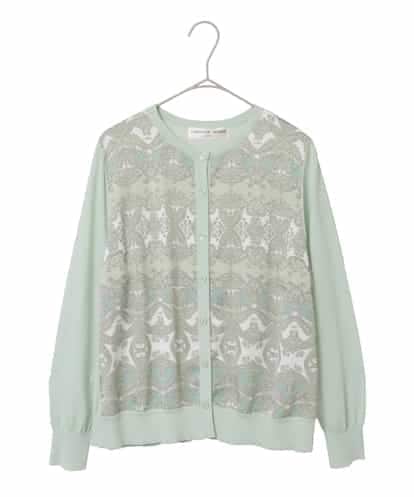 PYSEE03490  [アンサンブル対応]レーシーオーナメントプリントカーディガン