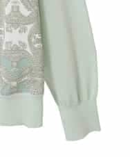 PYSEE03490 CHRISTIAN AUJARD(小さいサイズ)(メゾン ドゥ サンク) [アンサンブル対応]レーシーオーナメントプリントカーディガン グリーン