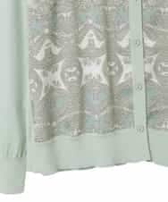 PYSEE03490 CHRISTIAN AUJARD(小さいサイズ)(メゾン ドゥ サンク) [アンサンブル対応]レーシーオーナメントプリントカーディガン グリーン