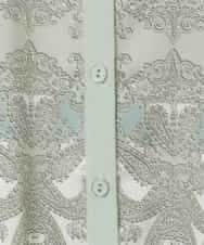 PYSEE03490 CHRISTIAN AUJARD(小さいサイズ)(メゾン ドゥ サンク) [アンサンブル対応]レーシーオーナメントプリントカーディガン グリーン