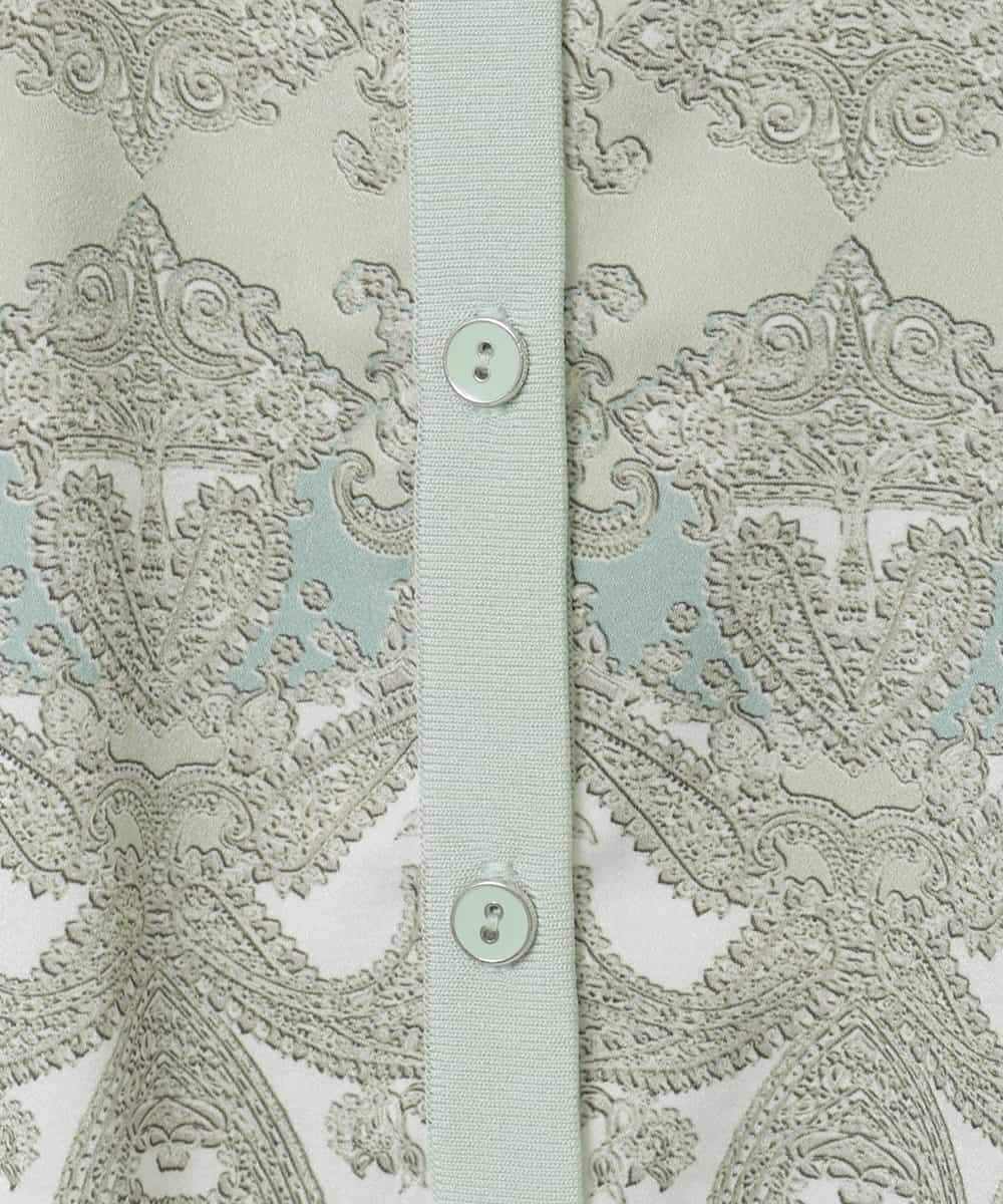 PYSEE03490 CHRISTIAN AUJARD(小さいサイズ)(メゾン ドゥ サンク) [アンサンブル対応]レーシーオーナメントプリントカーディガン グリーン