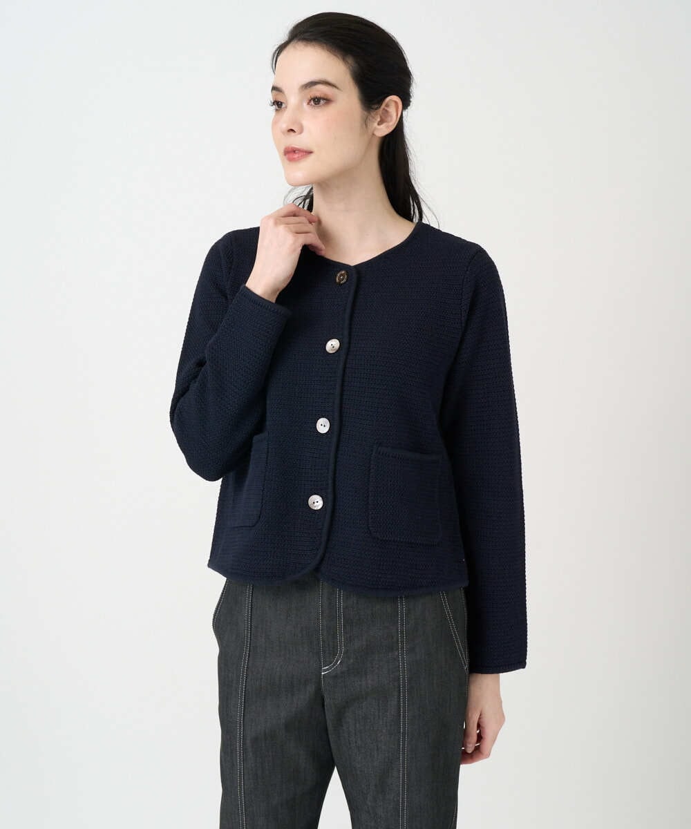 PYSEE10460 CHRISTIAN AUJARD(小さいサイズ)(メゾン ドゥ サンク) ツィーディーニットジャケット ネイビー