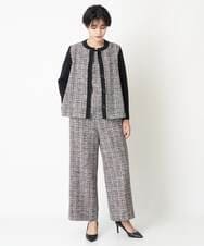 PYSES34500 CHRISTIAN AUJARD(小さいサイズ)(メゾン ドゥ サンク) 【セットアップ対応】ツイード＆ニットコンビネーション羽織り ブラック系