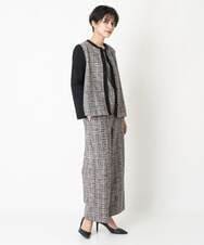 PYSES34500 CHRISTIAN AUJARD(小さいサイズ)(メゾン ドゥ サンク) 【セットアップ対応】ツイード＆ニットコンビネーション羽織り ブラック系