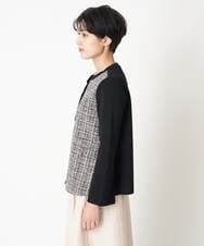 PYSES34500 CHRISTIAN AUJARD(小さいサイズ)(メゾン ドゥ サンク) 【セットアップ対応】ツイード＆ニットコンビネーション羽織り ブラック系