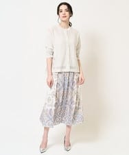 PYSGB16390 CHRISTIAN AUJARD(小さいサイズ)(メゾン ドゥ サンク) [吸水速乾･接触冷感]透かしデザインニットカーディガン シルバーグレー