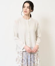 PYSGB16390 CHRISTIAN AUJARD(小さいサイズ)(メゾン ドゥ サンク) [吸水速乾･接触冷感]透かしデザインニットカーディガン シルバーグレー