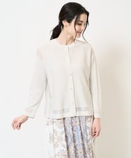 PYSGB16390 CHRISTIAN AUJARD(小さいサイズ)(メゾン ドゥ サンク) [吸水速乾･接触冷感]透かしデザインニットカーディガン シルバーグレー