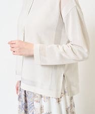 PYSGB16390 CHRISTIAN AUJARD(小さいサイズ)(メゾン ドゥ サンク) [吸水速乾･接触冷感]透かしデザインニットカーディガン シルバーグレー