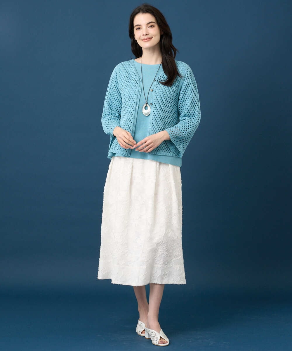 PYSGD22330 CHRISTIAN AUJARD(小さいサイズ)(メゾン ドゥ サンク) リネンライクニットカーディガン ホワイト