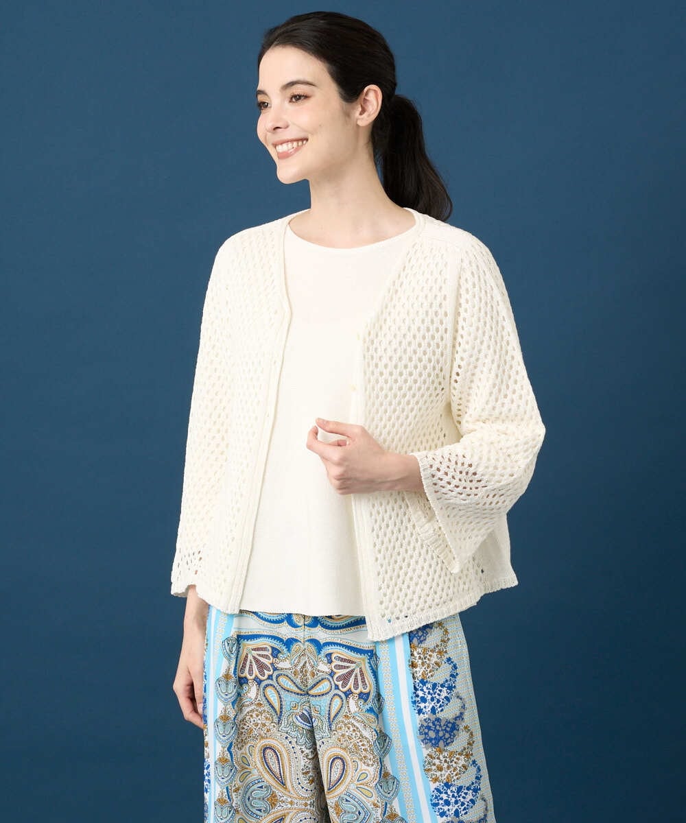 PYSGD22330 CHRISTIAN AUJARD(小さいサイズ)(メゾン ドゥ サンク) リネンライクニットカーディガン ホワイト