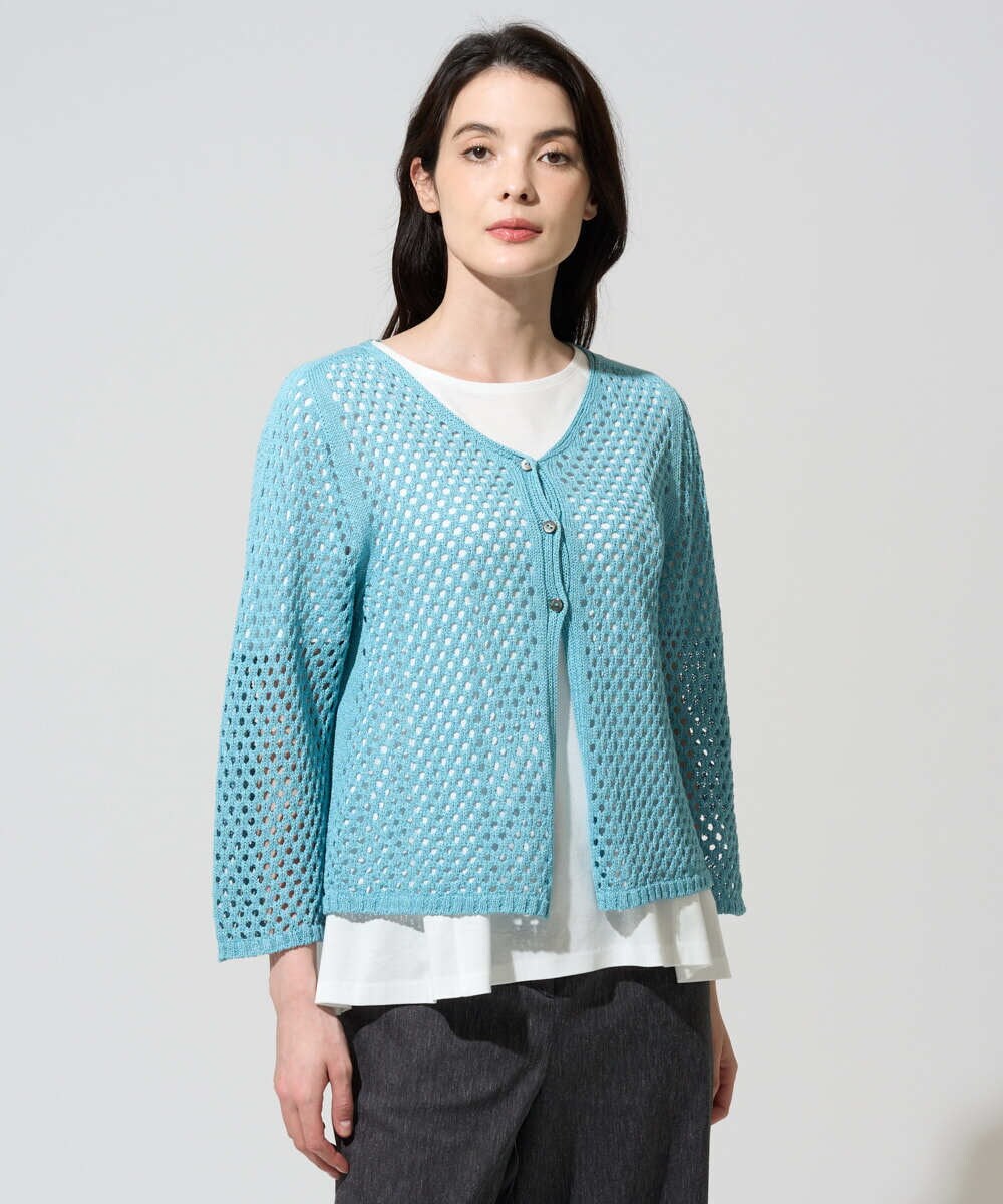 PYSGD22330 CHRISTIAN AUJARD(小さいサイズ)(メゾン ドゥ サンク) リネンライクニットカーディガン ホワイト