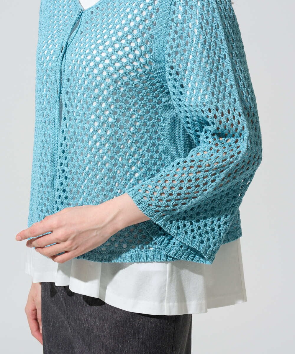 PYSGD22330 CHRISTIAN AUJARD(小さいサイズ)(メゾン ドゥ サンク) リネンライクニットカーディガン ホワイト