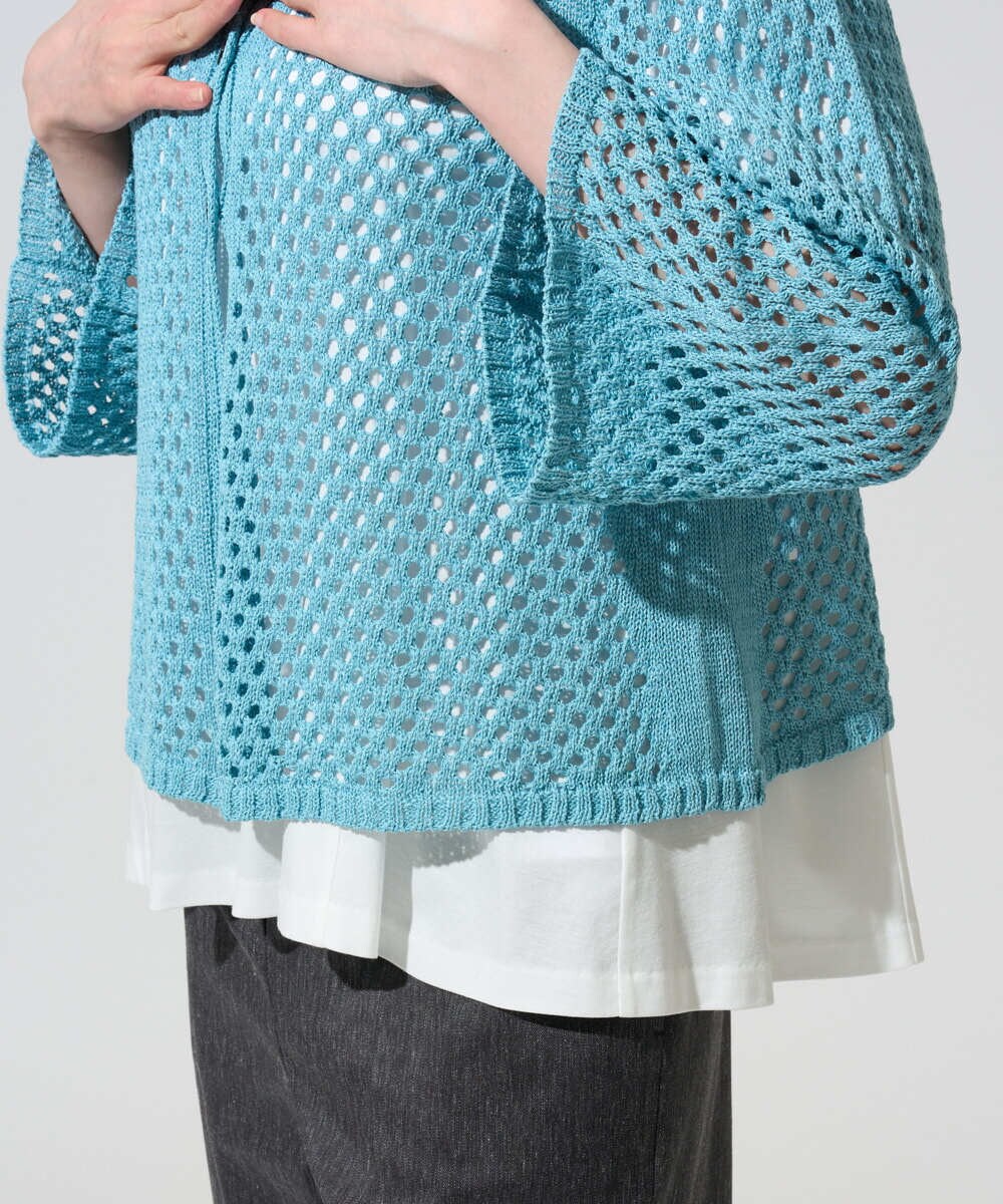 PYSGD22330 CHRISTIAN AUJARD(小さいサイズ)(メゾン ドゥ サンク) リネンライクニットカーディガン ホワイト