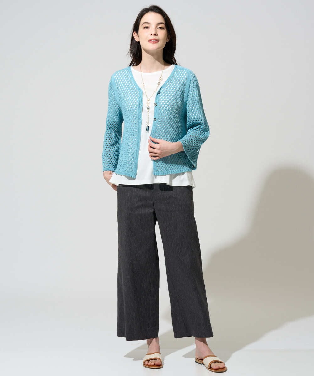 PYSGD22330 CHRISTIAN AUJARD(小さいサイズ)(メゾン ドゥ サンク) リネンライクニットカーディガン ホワイト