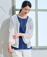 PYSGD22330 CHRISTIAN AUJARD(小さいサイズ)(メゾン ドゥ サンク) リネンライクニットカーディガン ホワイト