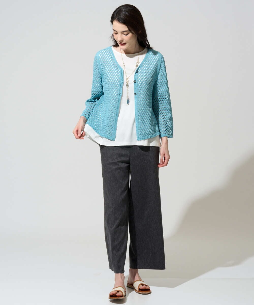 PYSGD22330 CHRISTIAN AUJARD(小さいサイズ)(メゾン ドゥ サンク) リネンライクニットカーディガン ホワイト