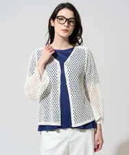 PYSGD22330 CHRISTIAN AUJARD(小さいサイズ)(メゾン ドゥ サンク) リネンライクニットカーディガン ホワイト