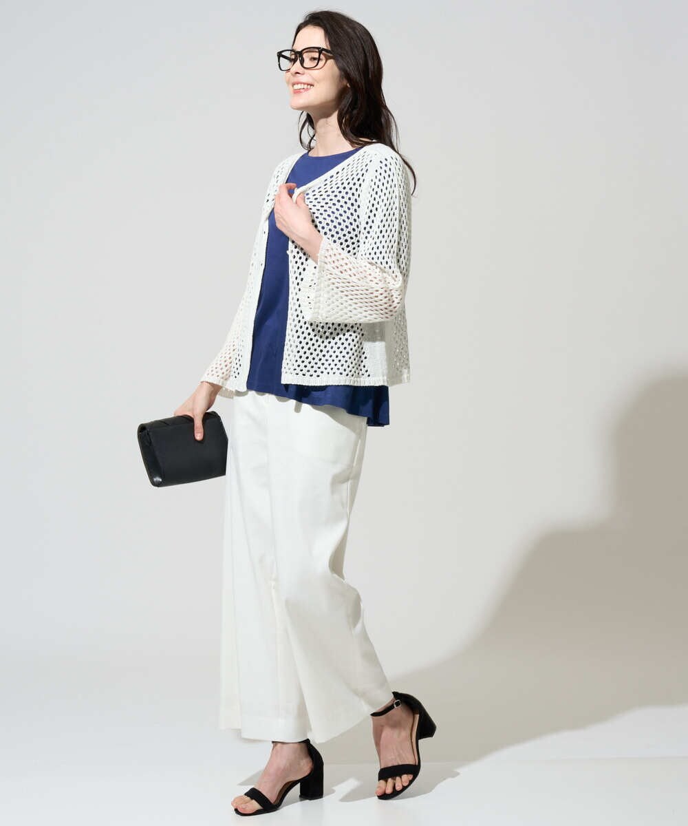 PYSGD22330 CHRISTIAN AUJARD(小さいサイズ)(メゾン ドゥ サンク) リネンライクニットカーディガン ホワイト