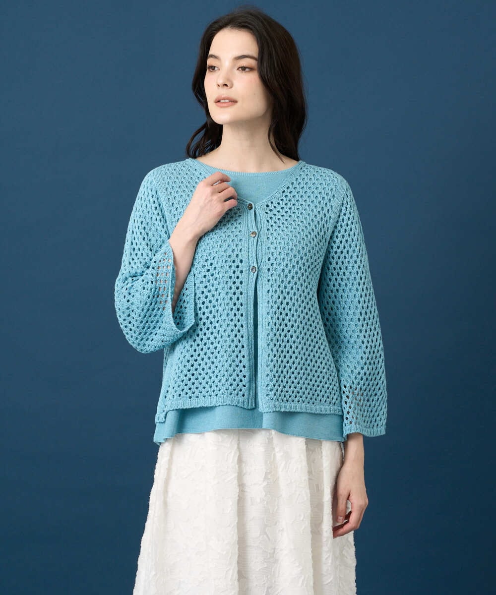 PYSGD22330 CHRISTIAN AUJARD(小さいサイズ)(メゾン ドゥ サンク) リネンライクニットカーディガン ホワイト