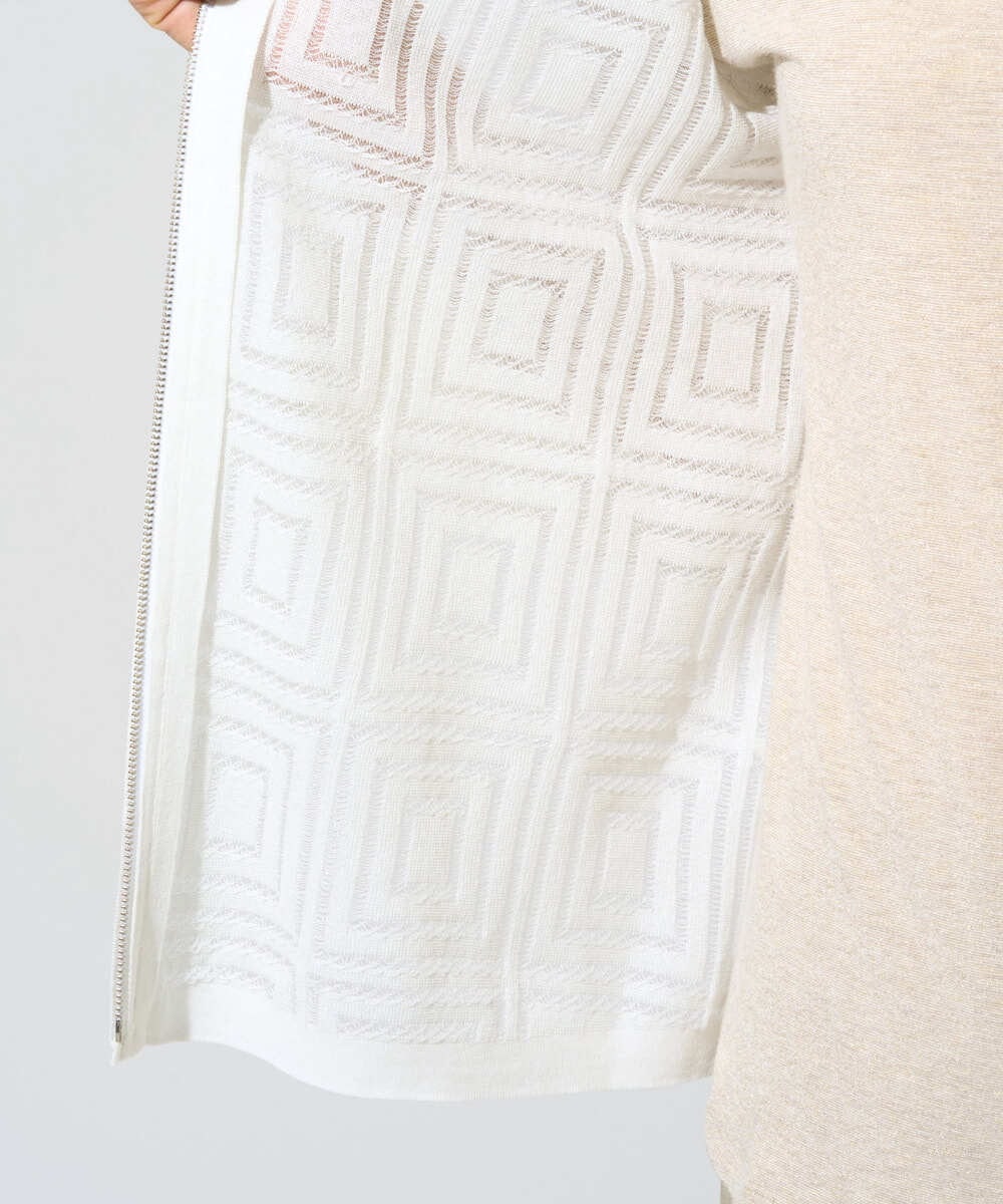 PYSGE10490 CHRISTIAN AUJARD(小さいサイズ)(メゾン ドゥ サンク) スクエアージャカード羽織り アイボリー