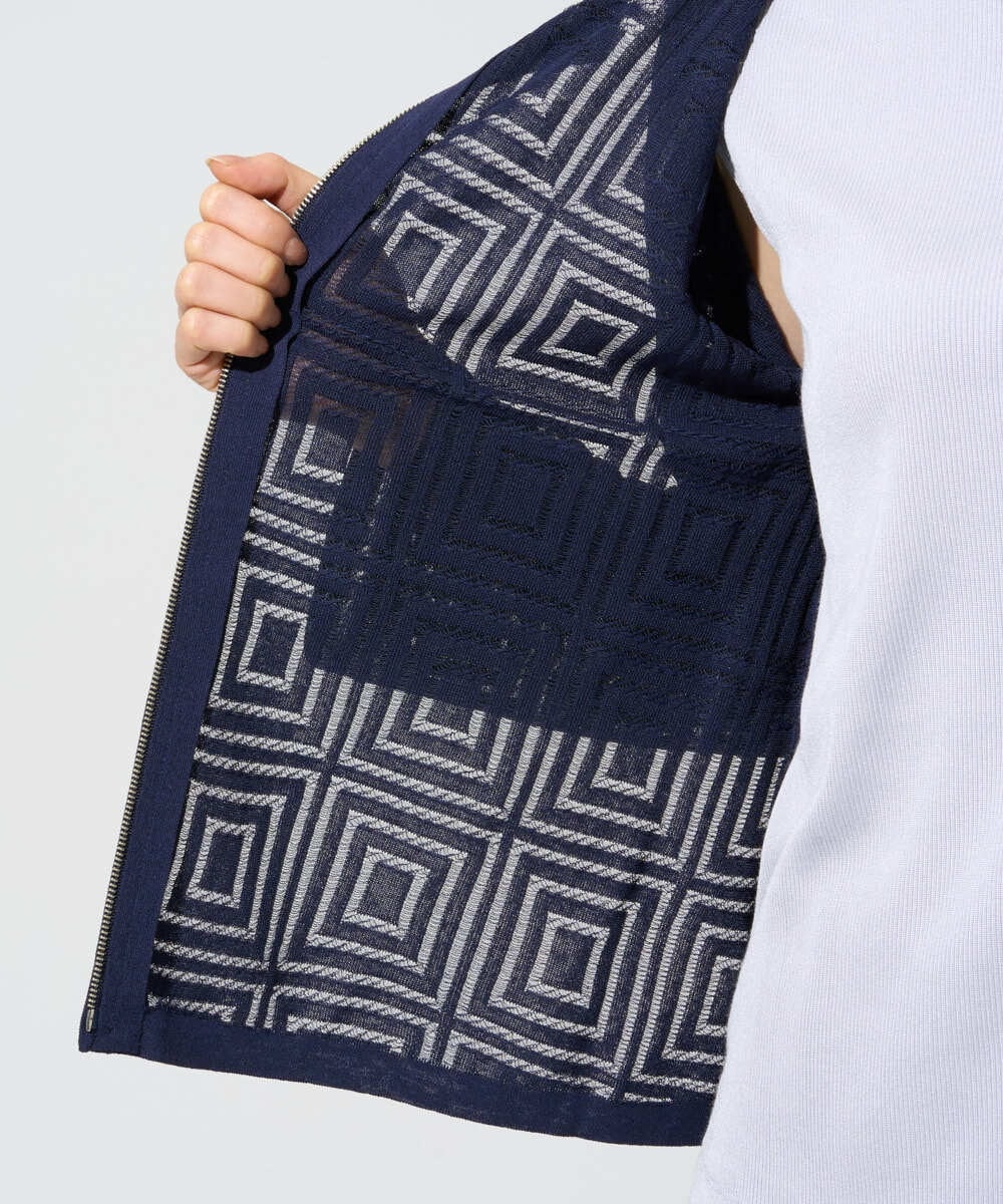 PYSGE10490 CHRISTIAN AUJARD(小さいサイズ)(メゾン ドゥ サンク) スクエアージャカード羽織り アイボリー