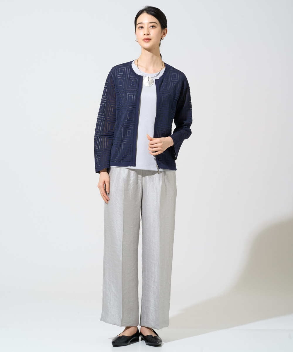 PYSGE10490 CHRISTIAN AUJARD(小さいサイズ)(メゾン ドゥ サンク) スクエアージャカード羽織り アイボリー