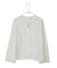 PYSGE10490 CHRISTIAN AUJARD(小さいサイズ)(メゾン ドゥ サンク) スクエアージャカード羽織り アイボリー