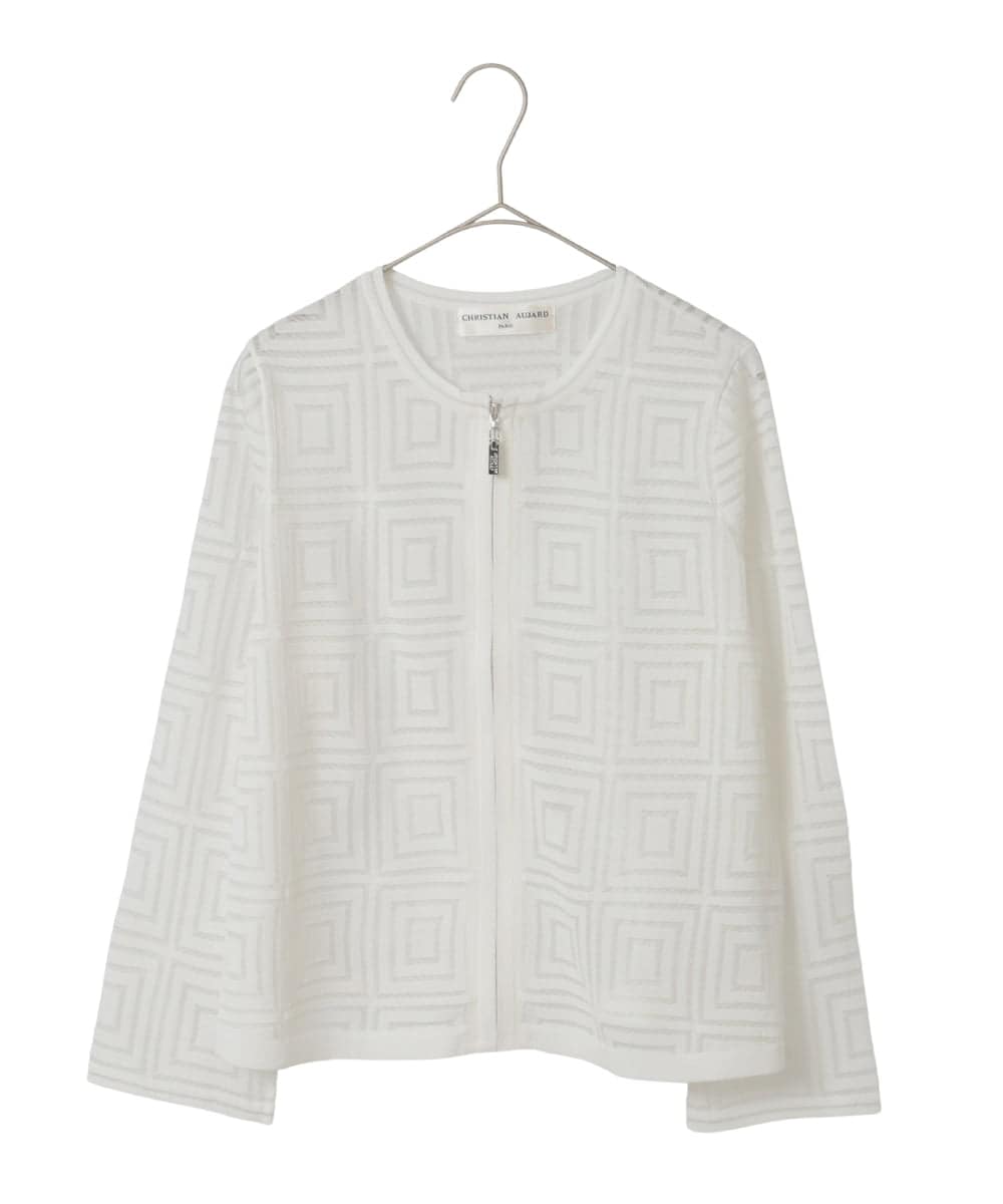 PYSGE10490 CHRISTIAN AUJARD(小さいサイズ)(メゾン ドゥ サンク) スクエアージャカード羽織り アイボリー