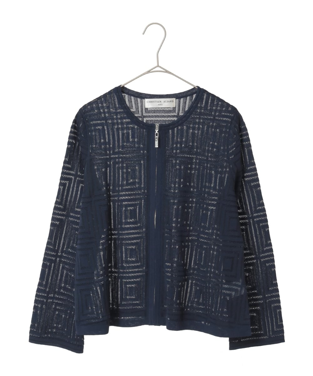 PYSGE10490 CHRISTIAN AUJARD(小さいサイズ)(メゾン ドゥ サンク) スクエアージャカード羽織り アイボリー