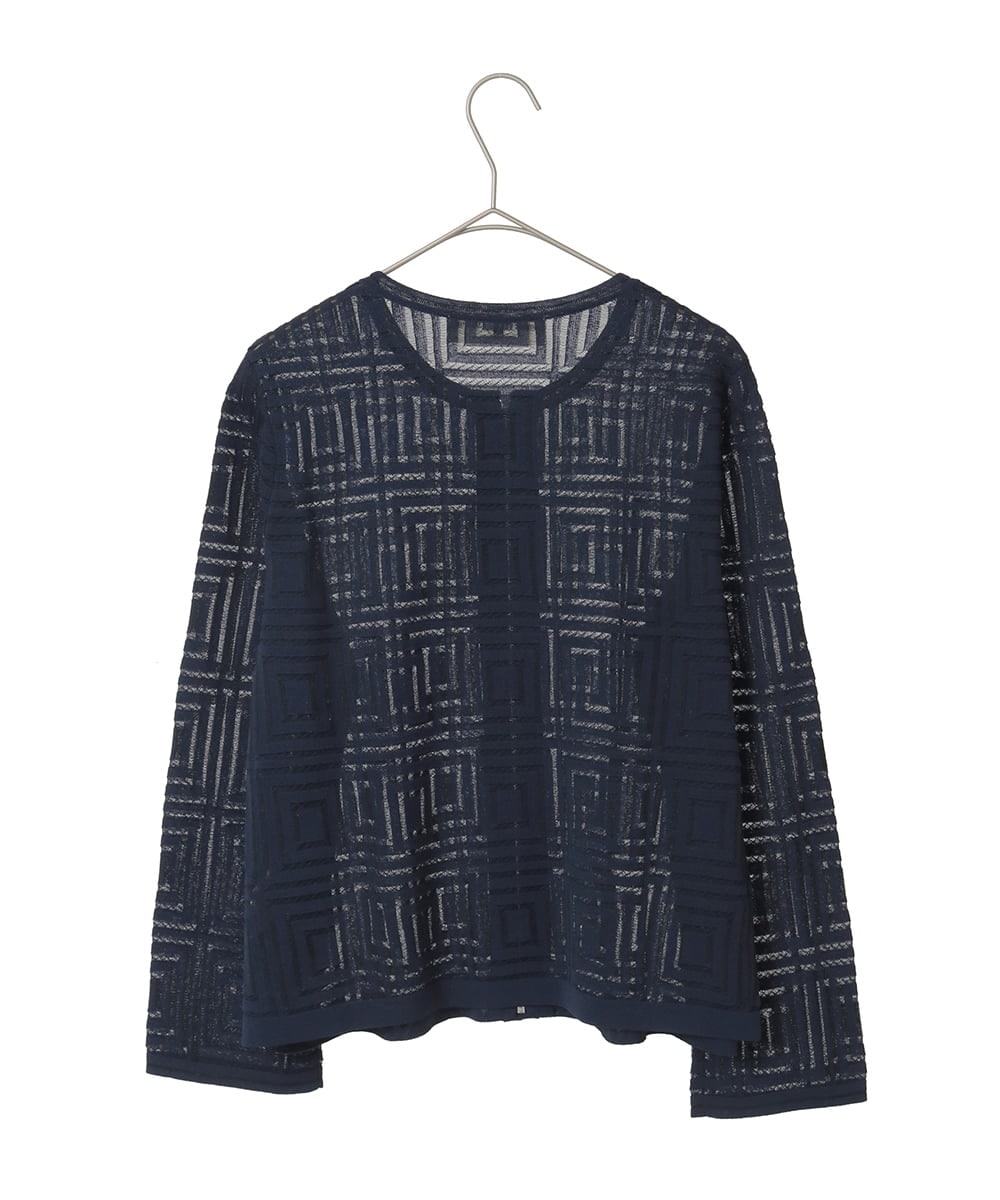 PYSGE10490 CHRISTIAN AUJARD(小さいサイズ)(メゾン ドゥ サンク) スクエアージャカード羽織り アイボリー