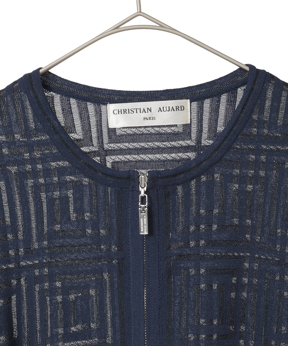 PYSGE10490 CHRISTIAN AUJARD(小さいサイズ)(メゾン ドゥ サンク) スクエアージャカード羽織り アイボリー