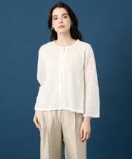 PYSGE10490 CHRISTIAN AUJARD(小さいサイズ)(メゾン ドゥ サンク) スクエアージャカード羽織り アイボリー