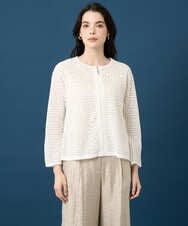 PYSGE10490 CHRISTIAN AUJARD(小さいサイズ)(メゾン ドゥ サンク) スクエアージャカード羽織り アイボリー