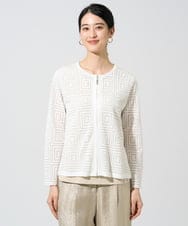 PYSGE10490 CHRISTIAN AUJARD(小さいサイズ)(メゾン ドゥ サンク) スクエアージャカード羽織り アイボリー