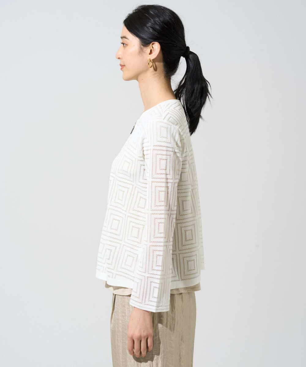 PYSGE10490 CHRISTIAN AUJARD(小さいサイズ)(メゾン ドゥ サンク) スクエアージャカード羽織り アイボリー