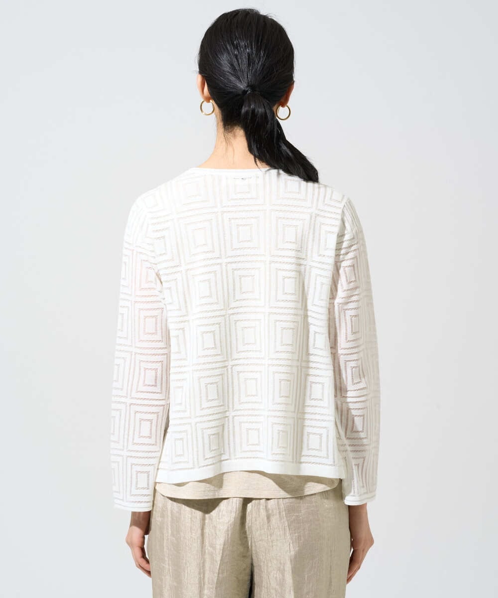 PYSGE10490 CHRISTIAN AUJARD(小さいサイズ)(メゾン ドゥ サンク) スクエアージャカード羽織り アイボリー