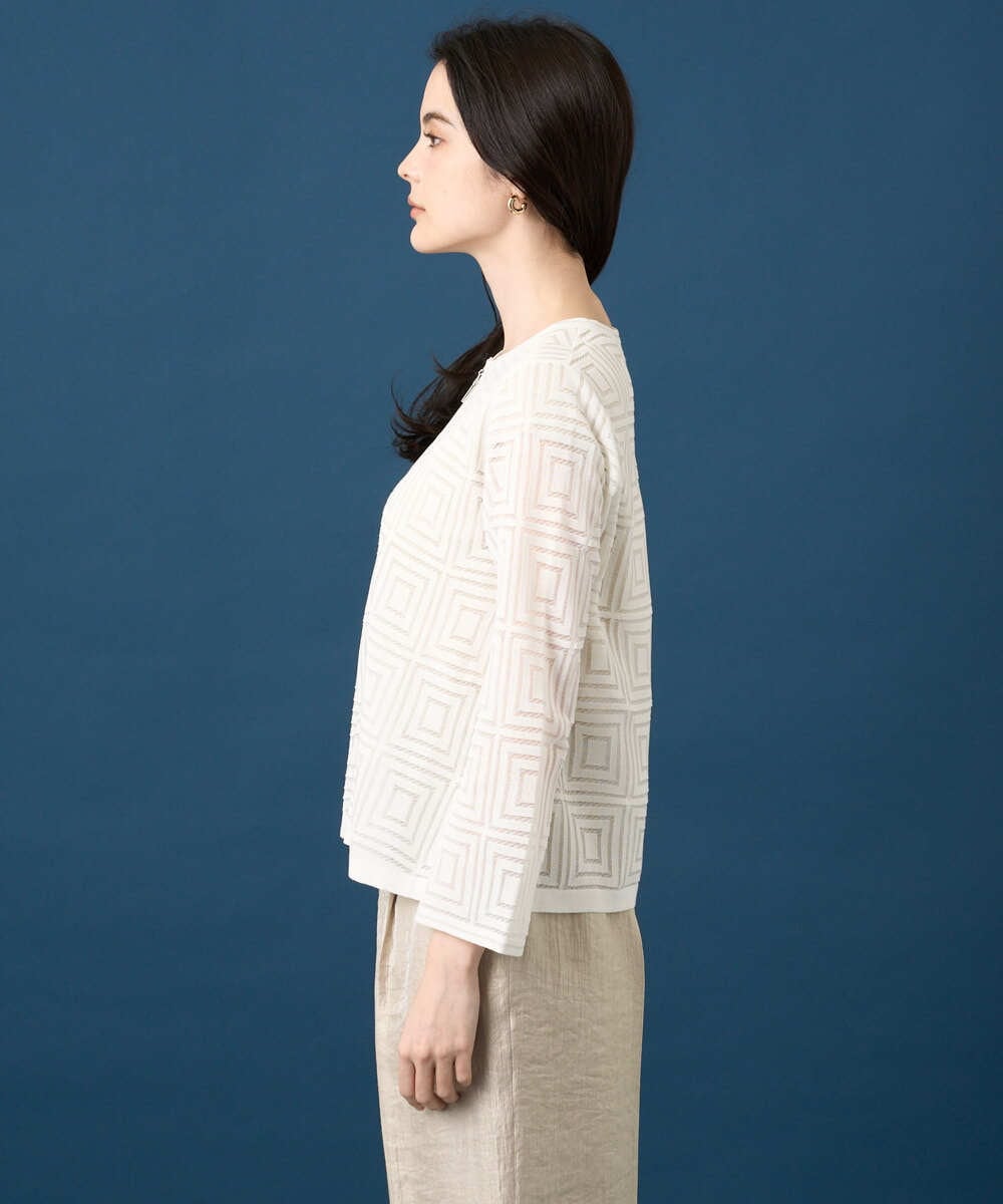 PYSGE10490 CHRISTIAN AUJARD(小さいサイズ)(メゾン ドゥ サンク) スクエアージャカード羽織り アイボリー
