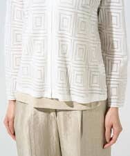 PYSGE10490 CHRISTIAN AUJARD(小さいサイズ)(メゾン ドゥ サンク) スクエアージャカード羽織り アイボリー