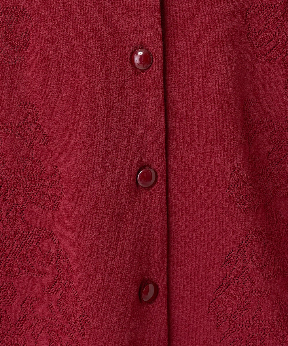 PYSJV31400 CHRISTIAN AUJARD(小さいサイズ)(メゾン ドゥ サンク) [アンサンブル対応]メッシュ柄ニットカーディガン レッド