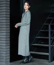 PZAAG16390 GEORGES RECH(ジョルジュ・レッシュ) ラグランスリーブセミハイネックニットワンピース ブラック