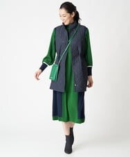 PZAAV56330 GEORGES RECH(ジョルジュ・レッシュ) カラーブロッキングボトルネックニットワンピース ブラック×ベージュ系